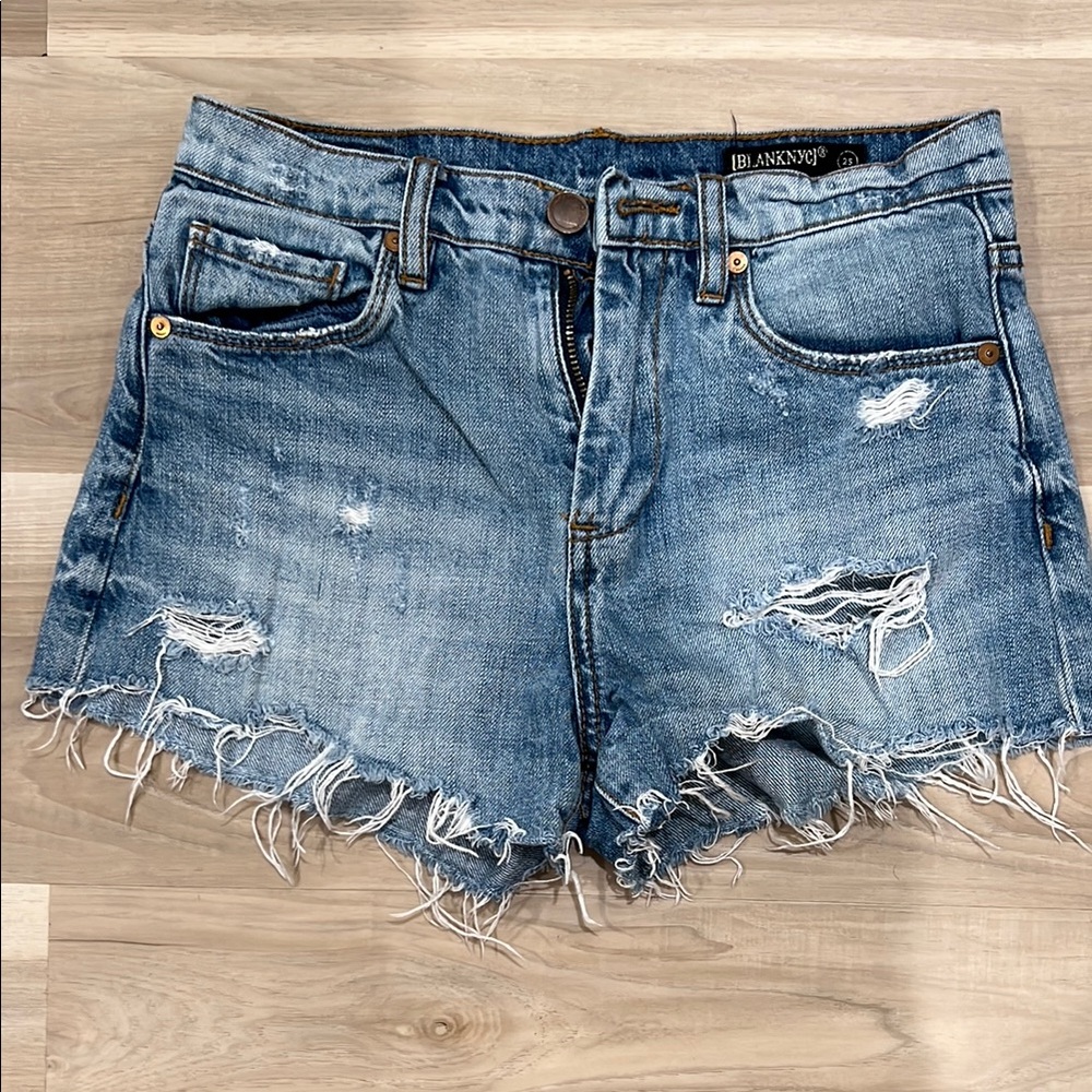 Blank NYC Women's Distressed Denim Shorts - Blue
